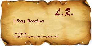 Lővy Roxána névjegykártya